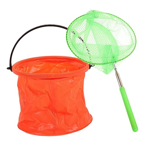 MILISTEN 1 Juego estanques Piscina Solar Trampa Herramienta para atrapar libélulas Juguetes Playa balde para Pescar Malla de Pesca portátil Suministros de Pesca Cubo Plegable Metal