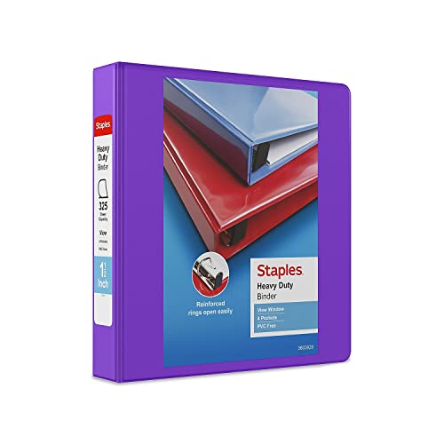 Staples 82680 Heavy-Duty 1.5-Inch 3-Ring View Binder Purple (24683-Us) #TOP21
