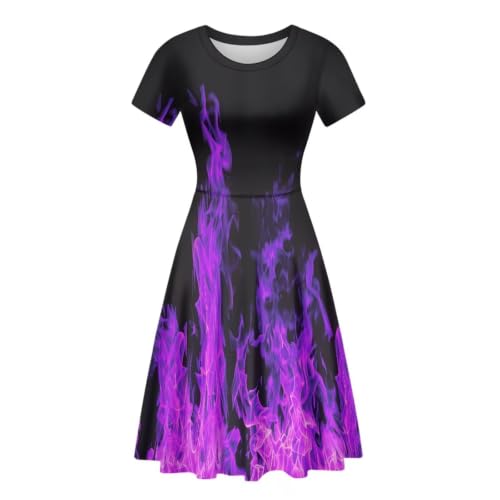 Image of POLERO Sunflower Dress for Women Floral Summer Dresses Short Sleeve Casual Sundresses Midi Dresses