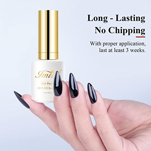 Miniatura 4 de Imtiti Esmalte de uñas de gel, 1 esmalte de gel de color negro de 0.0 fl oz, esmalte de uñas de gel de larga duración con LED que se puede remover,