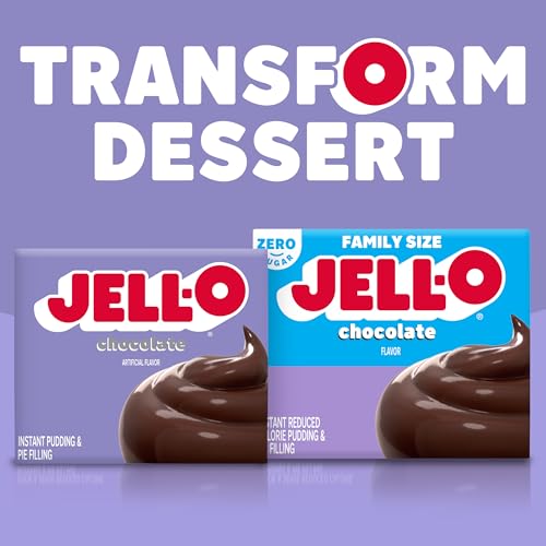 Image of Jell-O Instant Pudding & Pie Filling Mix, Chocolate Flavor, Smooth & Creamy Dessert for Baking, Pies & No-Bake Recipes, 3.9 oz (Pack of 24)