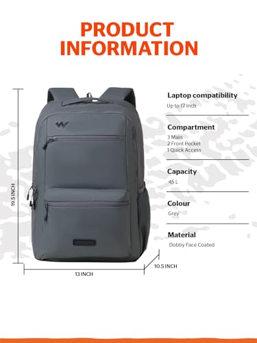 Image of Wildcraft Ranger 45 Laptop Backpack With RainCover for Man & Women, 45L Ideal bags for men Office use /School /College Boys and Girls, 3 Compartment Bag
