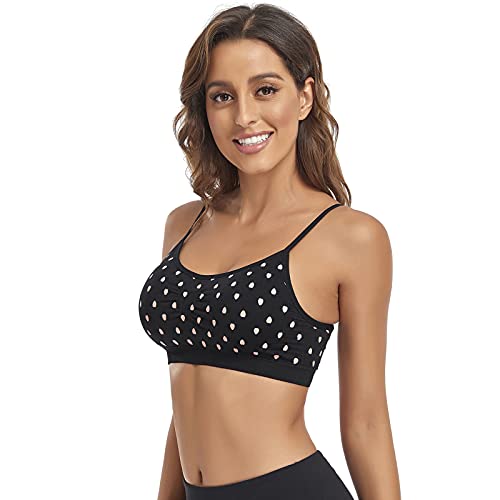 Image of Litthing Bralettes Padded for Women Cami Strap Bra Seamless Sportsbra Wireless Comfort Yoga Lightly T-Shirt Tank Tops