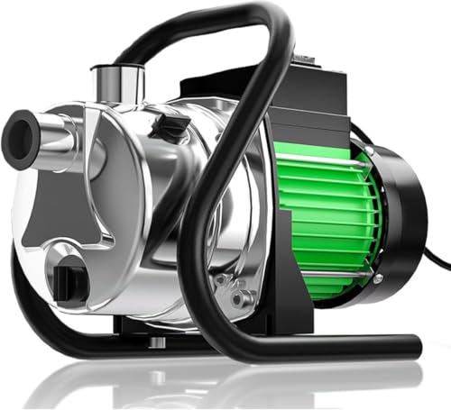 Image of Water Transfer Pump 110V Shallow Well Pump 1.6HP Electric Portable Garden Pressure Booster Pumps for Sprinkler Irrigation Lawn with Adapters, Green