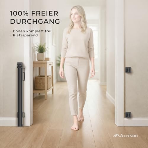 Allyson® Treppen- & Türschutzgitter Kinder, ausziehbar bis 140cm, Schwarz