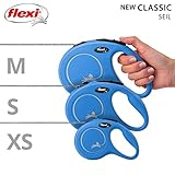 flexi® Classic S | 8m Seil Roll-Leine für kleine Hunde bis 12 kg | Blau | ausziehbare Hundeleine | Gewicht 228.8 gr | Maße 10.3 x 16.8 cm