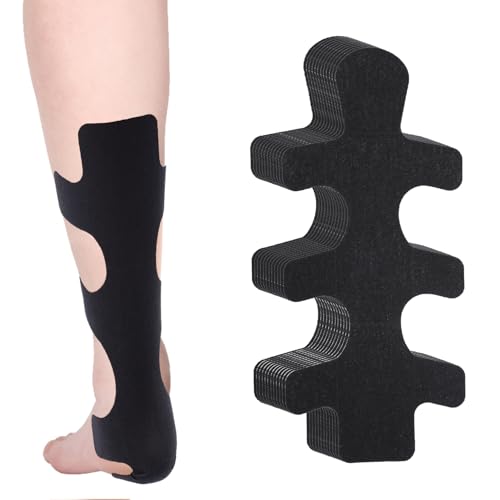 12pcs Precut Kinesiology Tape for Achilles Tendon Waterproof & Breathable Athletic Heel Tape Enhance Elastic Sports Patch Strips Provides Stability Recovery for Achilles and Muscle Support