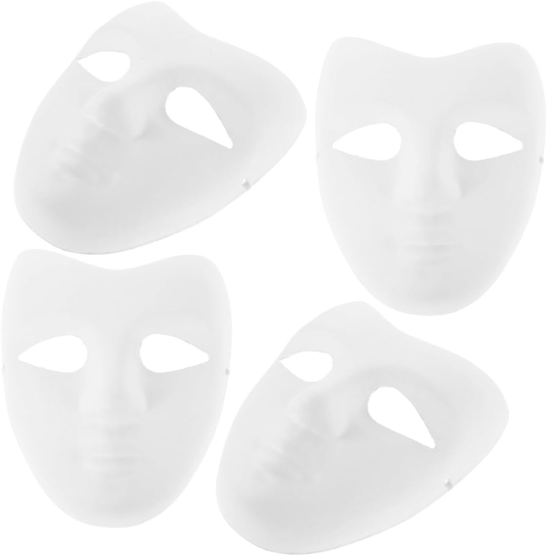 4pcs DIY Blank White Pulp Masks for Art Projects Hand Painted Chinese Face Masks for Family Activities School Projects and Festival Decorations