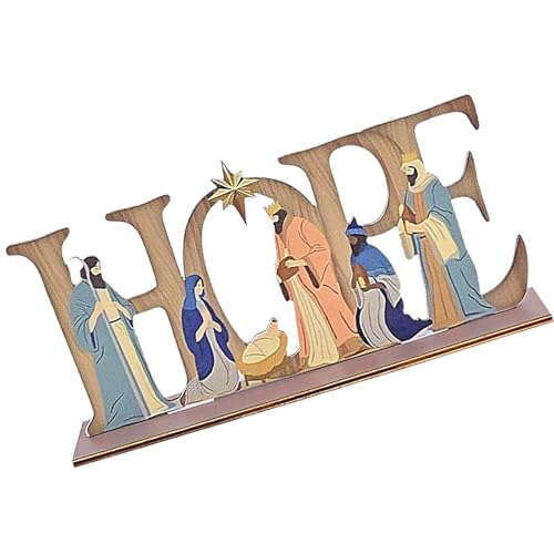Storage Bag Wood Nativity Figure With Hoping Sign Christmas Indoor Ornamentation For Christmas Home Decors And Religious Gatherings Nativity Scene