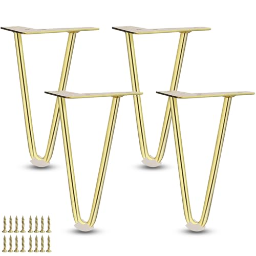 Pieds de table en épingle à cheveux métal lot de 4 pour meuble