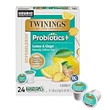 Twinings Probiotics+ Lemon & Ginger Herbal Tea K-Cup Pods for Keurig, 24 Count (Pack of 1), Supports Digestive Health, Naturally Caffeine-Free, Enjoy Hot or Iced