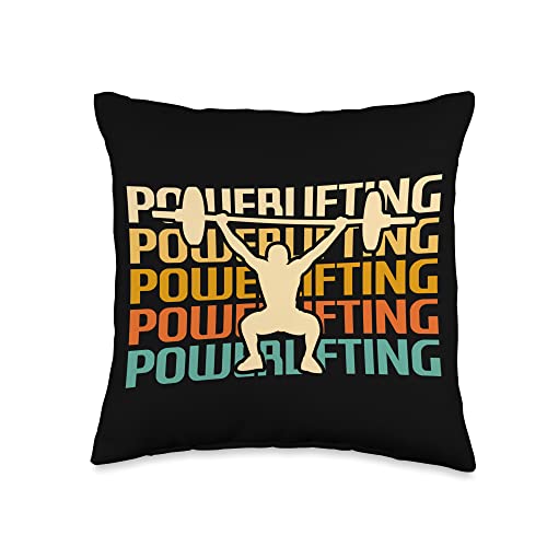 Retro Vintage Classic Powerlifting Powerlifter Throw Pillow