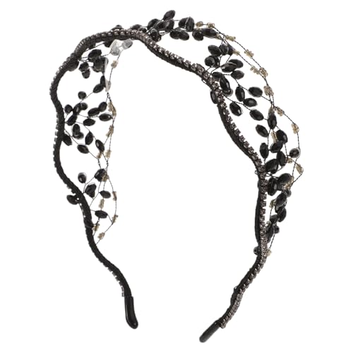 Serrage-tête perles noir strass mariage banquet accessoire cheveux chic soirée
