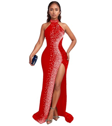 Image of Nagfar Women Rhinestone Sequin Birthday Party Sexy New Year Formal Dress