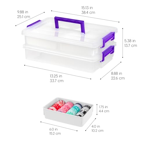 Image of IRIS USA 9 Qt. Plastic Craft Storage Container Bins with Lids, 1 Pack, Small Art & Office Supply Organizer Tote, Sensory Bins & Boxes for Home & University, Latchable, Stackable, Portable, Clear