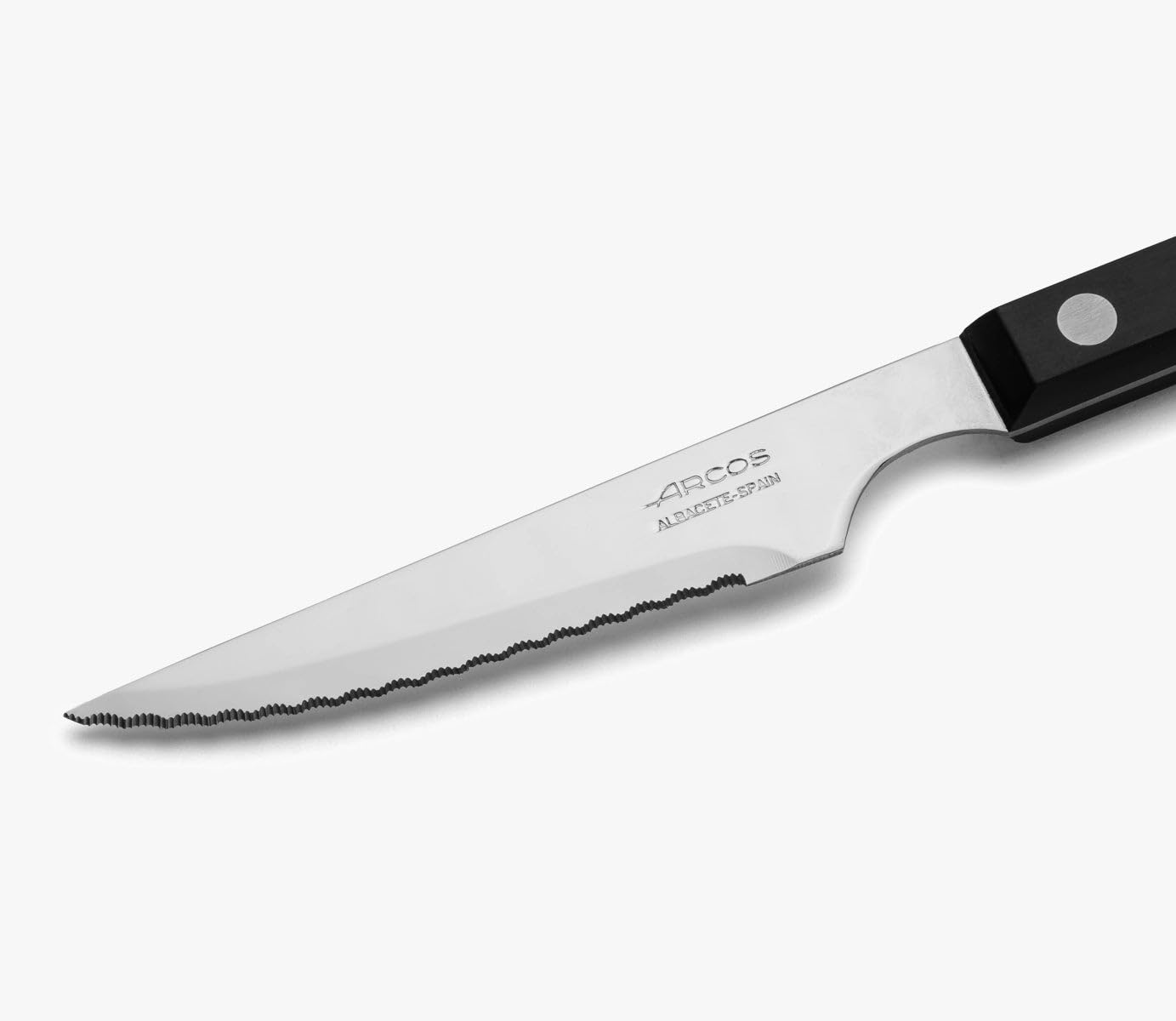 Arcos Coltelleria da Tavola - Scatola 12 pezzi Coltello bistecca Coltello Tavola - Lama Acciaio Inossidabile NITRUM 120 mm - Manico Legno Compresso Colore Marrone (12 pcs