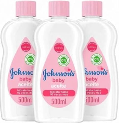 Johnsons Baby Oil 500ml Pack of 3 gentle and nourishing moisturizing formula helps lock in moisture for soft smooth and healthy-looking baby skin