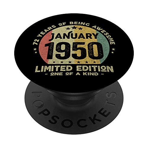 Regalo 72 años Cumpleaños Hombre Mujer - Enero 1950 PopSockets PopGrip Intercambiable