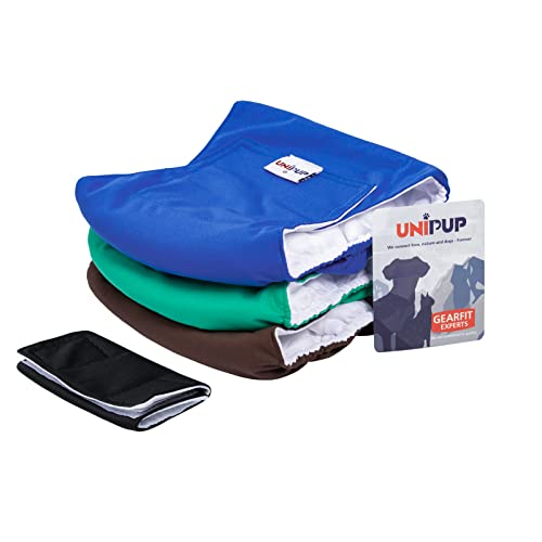 Unipup Washable Male Dog Diapers,Pack Of 3 High Absorbing Male Dog Diapers & Extender Reusable Male Puppy Wraps For Medium Dogs #TOP1
