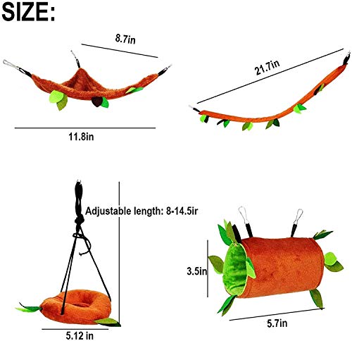 5 Pack Hamster Cage Guinea Pig Cage Accessories, Ferret Cage Toys Hammock Hamster Bed Rat Hamster Bed Hamster Cages Accessories Sugar Glider Toys for Squirrel Hamster Playing Sleeping for Small Pets