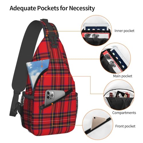 Dyale Royal Stewart Tartan Red Black Plaid Fashionable, Portable, And Large Capacity Men'S Casual Cross Chest Bag4