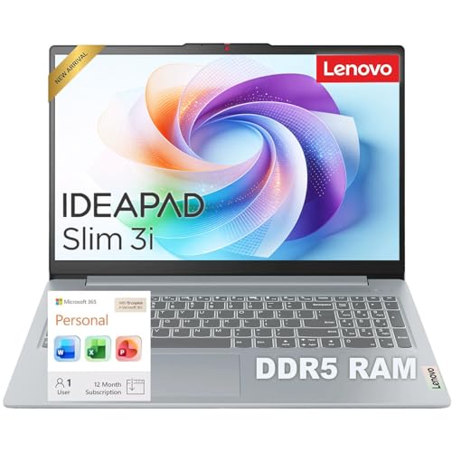 Image of Lenovo IdeaPad Slim 3i • 15.6 inch FHD Laptop with Microsoft 365 Included • Intel 4 Cores • 128GB SSD • 4GB DDR5RAM • 1TB OneDrive • Privacy Shutter • Dolby Audio • Windows 11