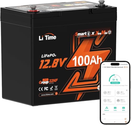 Amazon | LiTime 12V 100Ah Xtra Miniリン酸鉄リチウムイオン