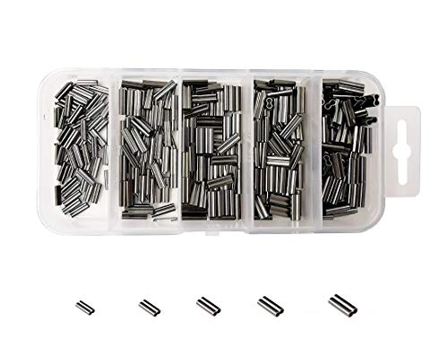 Milepet Lot de 300 Douilles à sertir en cuivre à Double Barillet Haute résistance pour Ligne de pêche, Tailles 0,8, 1,0, 1,2, 1,4, 1,6 mm