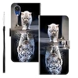 WUACYEAMING Custodia Compatibile con Samsung Galaxy A03 Core,con Slot Carte PU Pelle Portafoglio Libro Case Antiurto Bumper Motivo Magnetica Flip Protettiva Resistente Gatto tigre