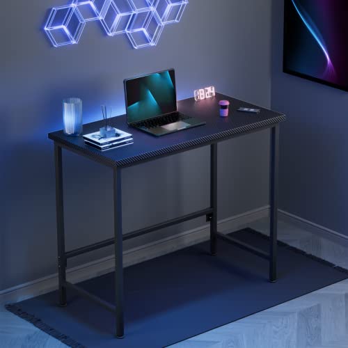 Hldirect Sturdy Writing Desk With Carbon Fibre Surface 32" Small Computer Desk For Small Spaces Ergonomic Home Office Desks Modern Simple Work Table Black #TOP5