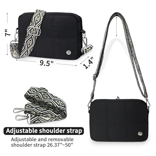 Crossbody Bags for Women, Small Quilted Shoulder Handbag with Adjustable Guitar Strap and Card Slots, Travel Purse4