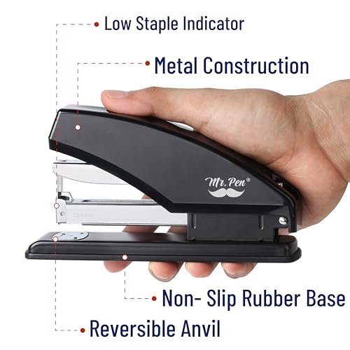 Mr. Pen- Heavy Duty Stapler with Staples, 3600 Staples 3/8", 60 Sheet Capacity, Desktop Stapler for Students, Office Supplies, Ergonomic Design for Comfortable Use, Jam-Free