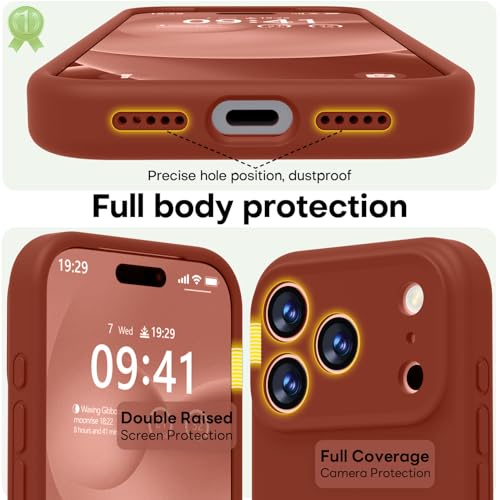 Image of LOVE 3000 Designed for iPhone 17 Pro Case, Premium Silicone [Compatible with Magsafe][Soft Anti-Scratch Microfiber Lining] Shockproof Protective Phone Case for Men Women 6.3 inch, Caramel