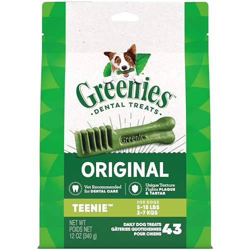 Greenies Original Teenie Natural Dental Care Dog Treats, 12 oz. Pouch (43 Treats)