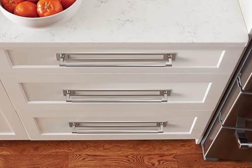 Image of Amerock Medora 12-5 /8 inch Polished Nickel Backplate | Decorative zinc cabinet hardware backplate designed to complement knobs and pulls while protecting cabinet surfaces