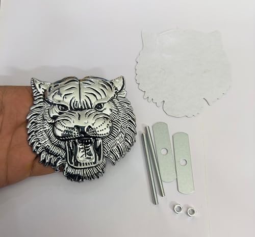 Image of Emblems for Car & Bike Metal Lo.go and Grill Me.tal Lo.go, Auto Accessories for Car Emblem 3D Badge Auto Racing Sport Sticker Grand Tourer Decal. (Big Chrome Lion Grill Logo)
