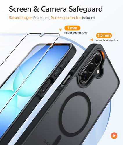 Image of FNTCASE for Galaxy A17 /A16 5G Phone Case: for Samsung A17 Cases [Compatible with Magsafe] [Screen Protector] Matte Translucent Military Grade Protection for Samsung A 17 & A 16 4G Cover - Black