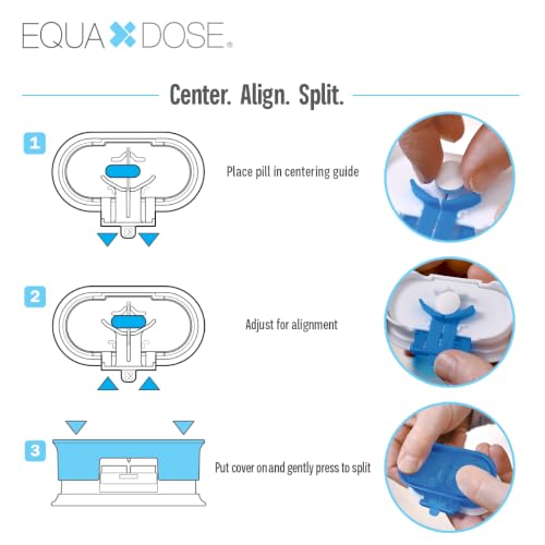 Image of EQUADOSE Pill Cutter, Double Stainless Steel Blade & Centering Device, Blue