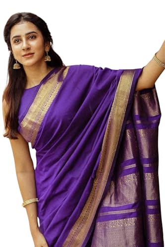 Image of ZECVA Women's Soft Kanjivaram Silk Saree For Women With Attach Unstitch Blouse Piece