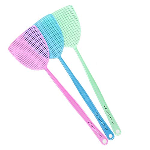 ChicRosa Fly Swatter, 3 Pack Strong Flexible Manual Swat Set, Assorted Colors, Long Range Handles, Indoor and Outdoor Racket for Bug, Mosquito, Bee, Spiders, Flies
