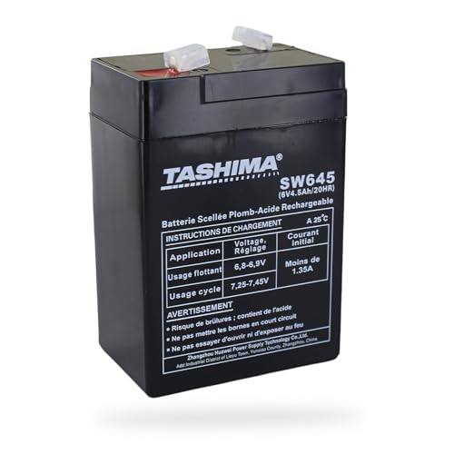 TASHIMA - Batterie Motoculture TASHIMA - 6V - 4,5A - Pour Lampe Rechargeable - Durable - Entretien Facile - Batterie Gel - 70 x 48 x 106mm