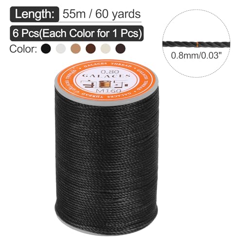 MECCANIXITY 6 Bobinas de Cordón Encerado de 0,8 mm y 60 Yardas para Joyería, Costura en Cuero y Manualidades miniatura 2