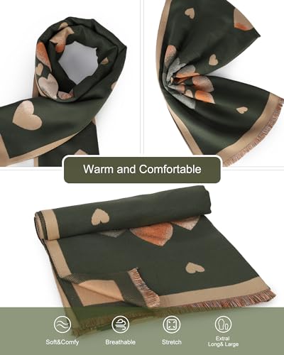 Sumato Scarf for Women Fall Winter Shawl Wraps Long Women Scarves Warm Soft Cashmere Feel Classic Heart Style3