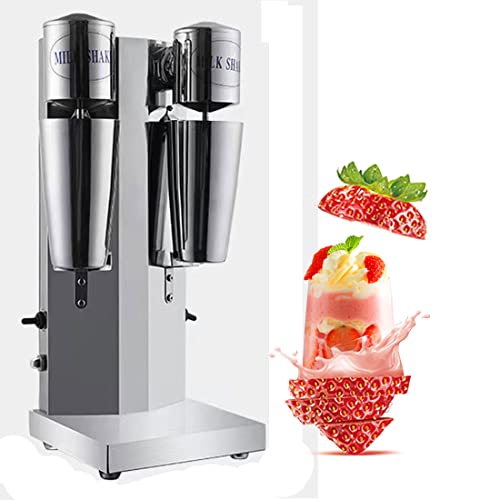 Máquina para hacer batidos comerciales, batidora de batidos de doble cabeza de 280 W, batidora profesional de bebidas de acero inoxidable de 2 velocidades para mezclar batidos de cóctel/plátano/fresa
