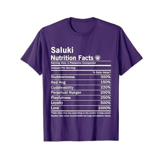 Saluki Dog Nutrition Facts Funny Saluki Men Women Girls Kids T-Shirt