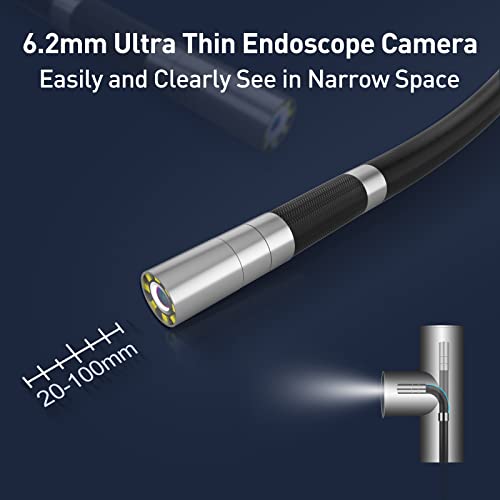 Ralcam Articulating Endoscope For Iphone,Borescope Inspection Camera With 3.3Ft Flexible Cable,Articulating Head Scope Camera With Case,0.24" Dia, 8 Adjustable Led Lights,Compatible With Smartphone #TOP2