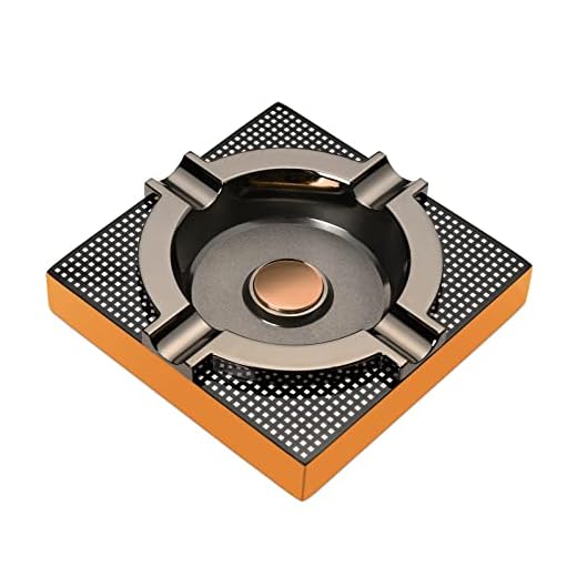 OILP Cigar Ashtray Metal Outdoor Cigar Cigarette Ashtray for Patio/Home Modern Table Cigar Ashtrays,Cigar Accessories Gifts for Men-(Square,Alloy)