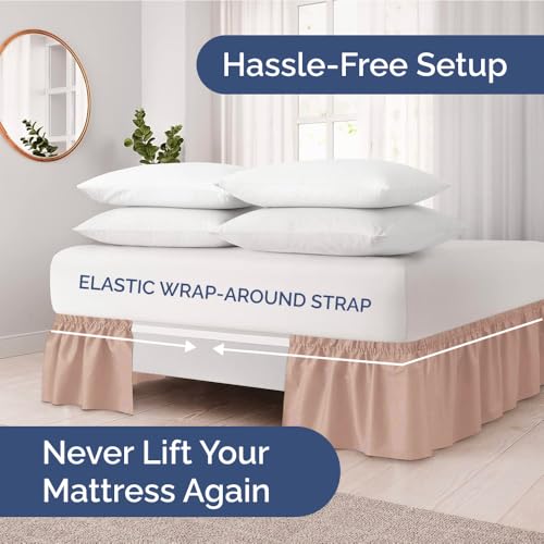Cache-sommier plissé 38 cm pour lit simple en tissu brossé