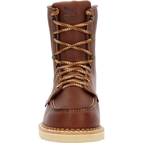 GEORGIA BOOT Wedge Moc Toe Work Boot, Brown, Size 8(M)3