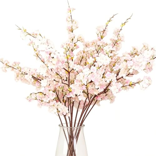 ZHYTUAL 4 Fleurs de Cerisier Artificielles Fleur Artificielle Deco Tiges de 107 Cm de Long Decoration Printemps, Adaptées aux Mariages Tables à Manger...